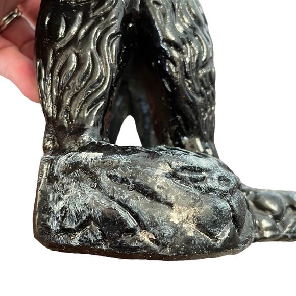 Chalkware Poodle Ashtray Large Black Dog Trinket Vtg Mid Century Kitschy READ - Picture 9 of 16